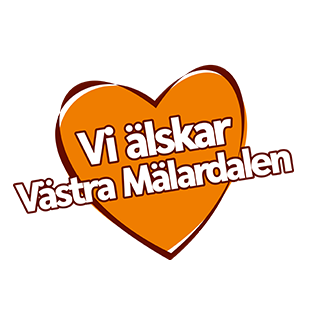 Orange hjärta med text Västra Mälardalen